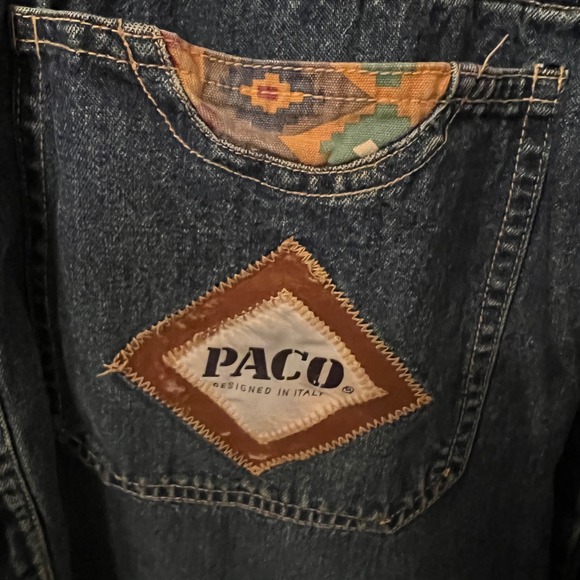 PACO Vintage 90's Jeans Denim Shirt Western Aztec LinedMens Medium - Picture 7 of 10